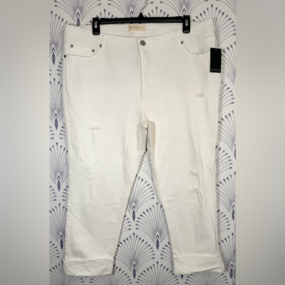 White Distressed Jeans Eloquii - Picture 1 of 5